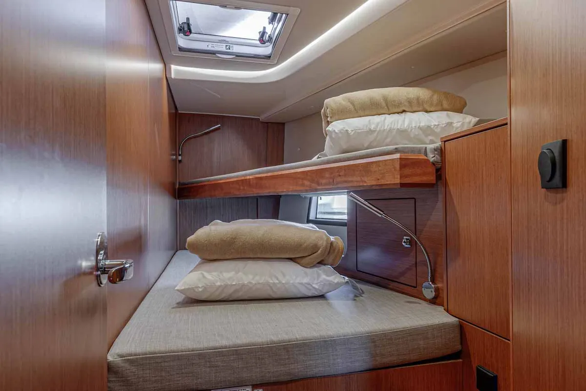 Cabin on Deep Blue, a Bavaria C45 sailboat at Municipal Unit of Lefkada, Greece