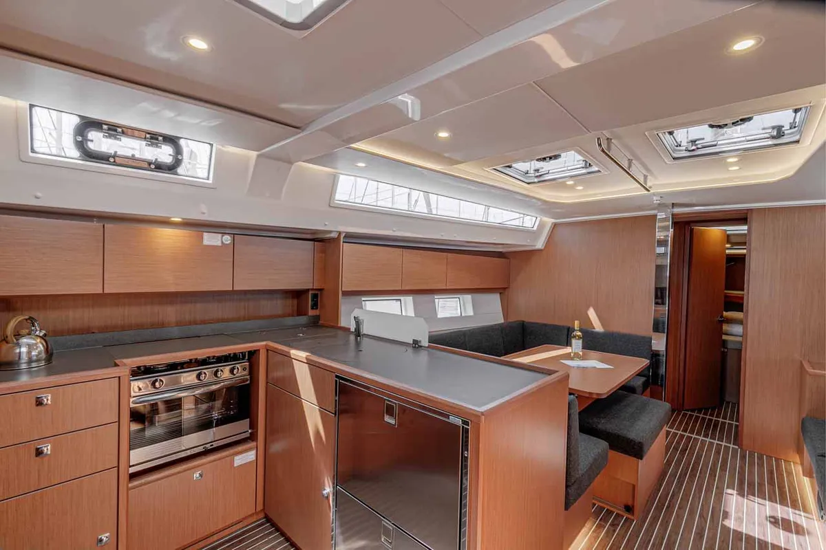 Galley of Deep Blue, a Bavaria C45 sailboat at Municipal Unit of Lefkada, Greece