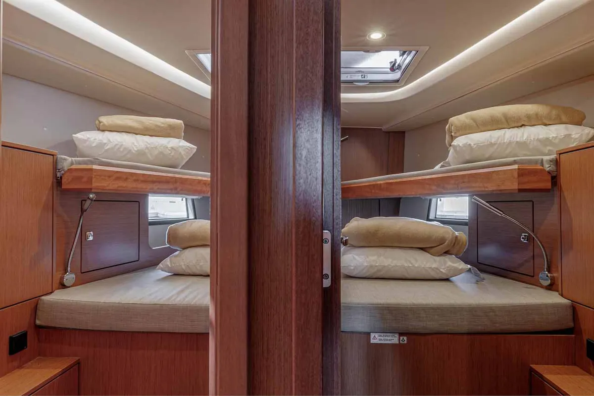 Cabin on Deep Blue, a Bavaria C45 sailboat at Municipal Unit of Lefkada, Greece