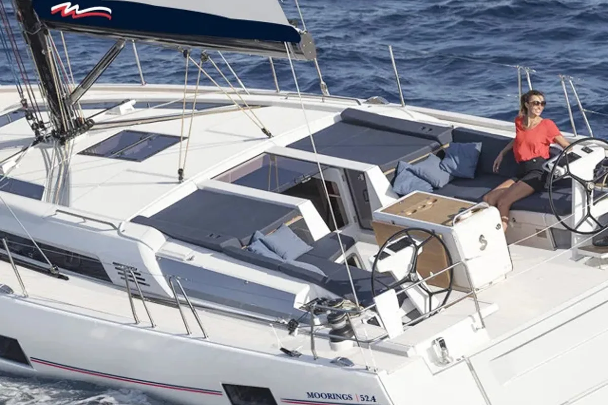 Exterior view of Moorings 52.4 Club, a Jeanneau Sun Odyssey 52.2 sailboat at Road Town, British Virgin Islands
