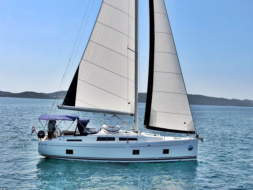 Exterior view of Eva, a Hanse 418 sailboat at Sukošan, Croatia