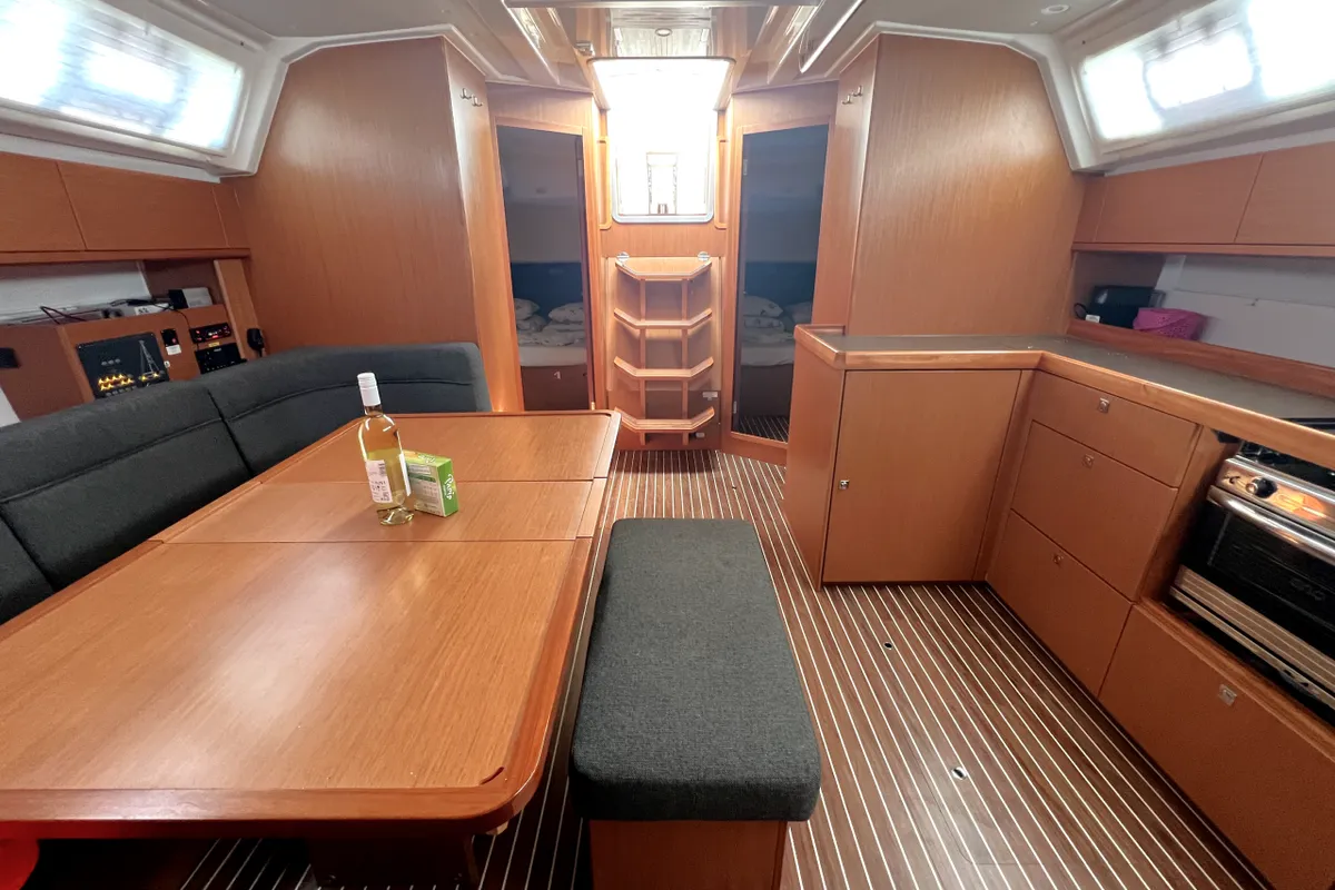 Salon of Amazing Grace, a Bavaria Cruiser 46 sailboat at Kaštela, Croatia