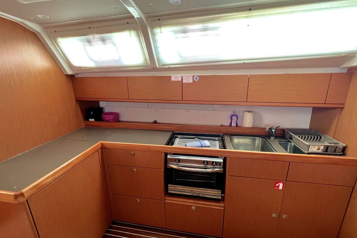 Galley of Amazing Grace, a Bavaria Cruiser 46 sailboat at Kaštela, Croatia