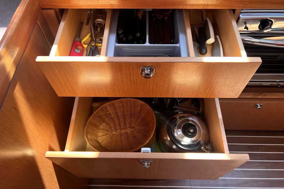 Galley of Amazing Grace, a Bavaria Cruiser 46 sailboat at Kaštela, Croatia