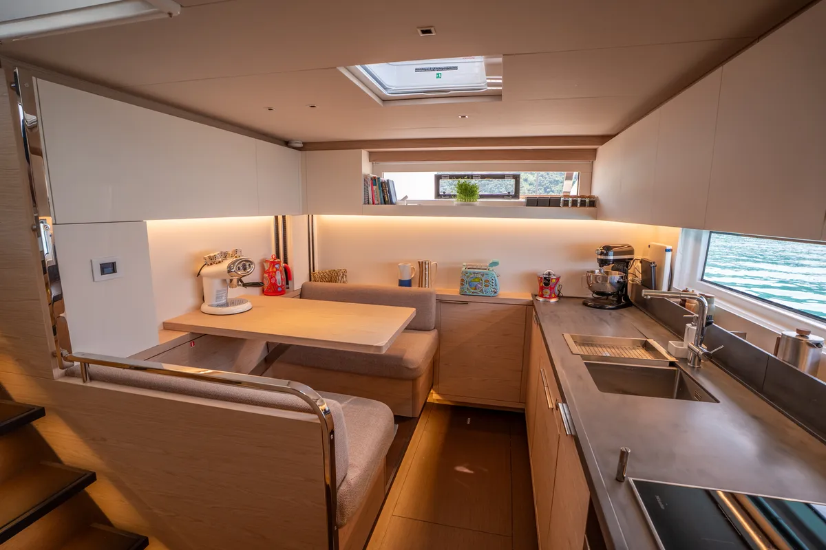 Galley of Sailuxe - Gloria, a Lagoon Sixty 5 catamaran at Olbia, Italy