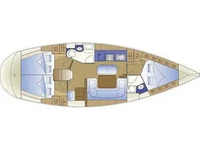 Floor plan of Springrose, a Bavaria 40 Cruiser sailboat at Rodi Garganico, Italy