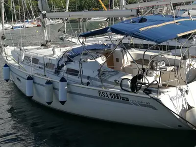 Springrose, a Bavaria 40 Cruiser sailboat at Rodi Garganico, Italy