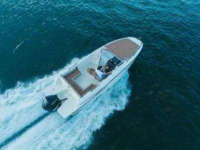 Floor plan of Quicksilver Activ 755 Sundeck, a motorboat at Trogir, Croatia