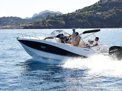 Exterior view of Quicksilver Activ 755 Sundeck, a motorboat at Trogir, Croatia