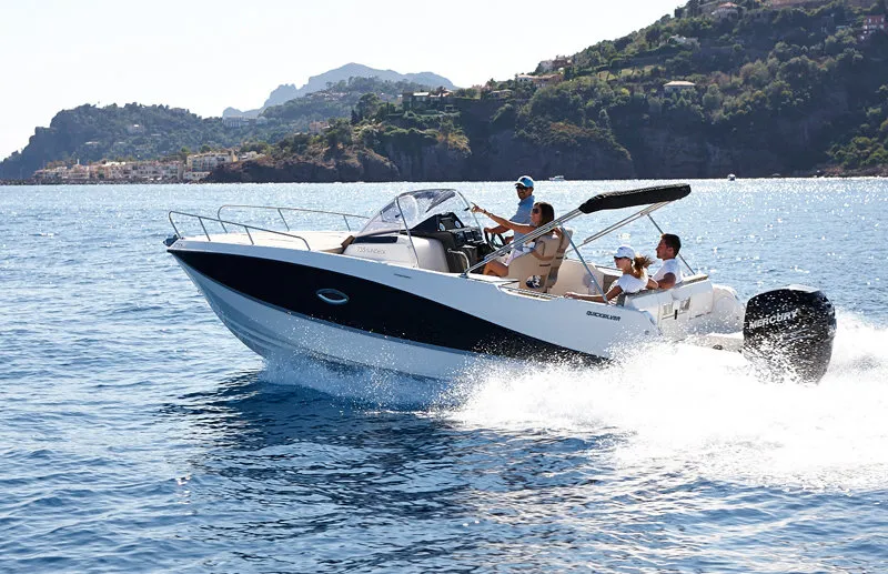 Exterior view of Quicksilver Activ 755 Sundeck, a motorboat at Trogir, Croatia