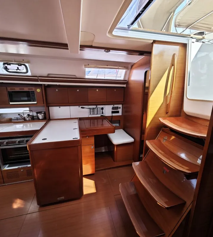 Galley of Grace, a Dufour 450 GL sailboat at Fethiye, Turkey