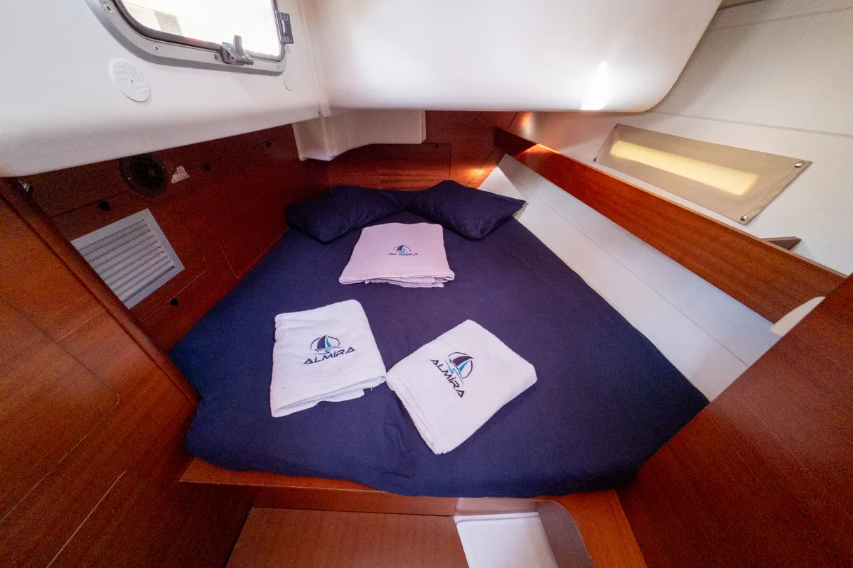Cabin on Grace, a Dufour 450 GL sailboat at Fethiye, Turkey
