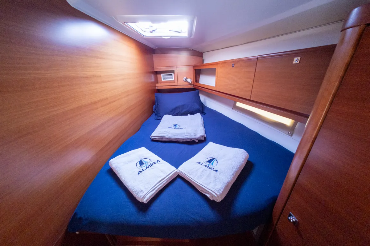 Cabin on Grace, a Dufour 450 GL sailboat at Fethiye, Turkey