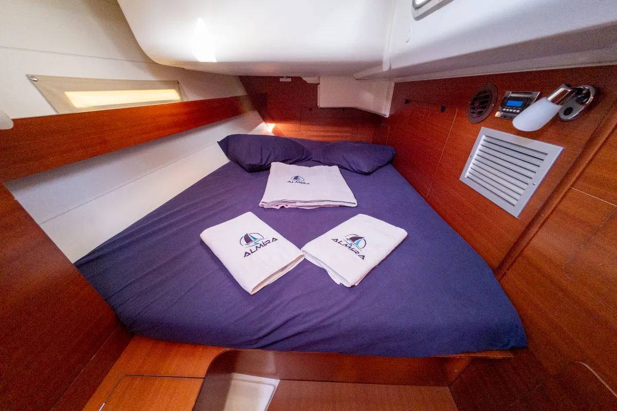 Cabin on Grace, a Dufour 450 GL sailboat at Fethiye, Turkey
