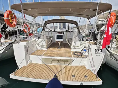 Cockpit of Grace, a Dufour 450 GL sailboat at Fethiye, Turkey