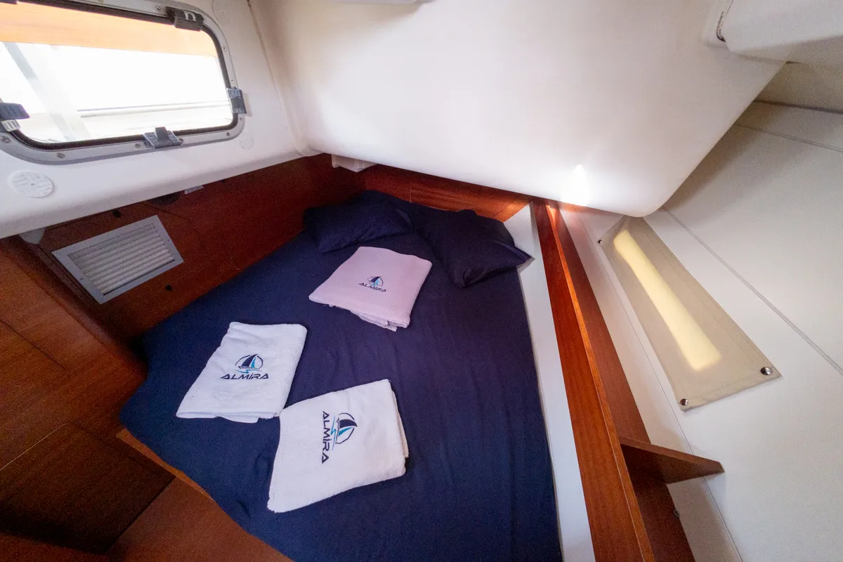 Cabin on Grace, a Dufour 450 GL sailboat at Fethiye, Turkey