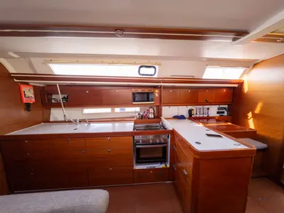 Galley of Grace, a Dufour 450 GL sailboat at Fethiye, Turkey
