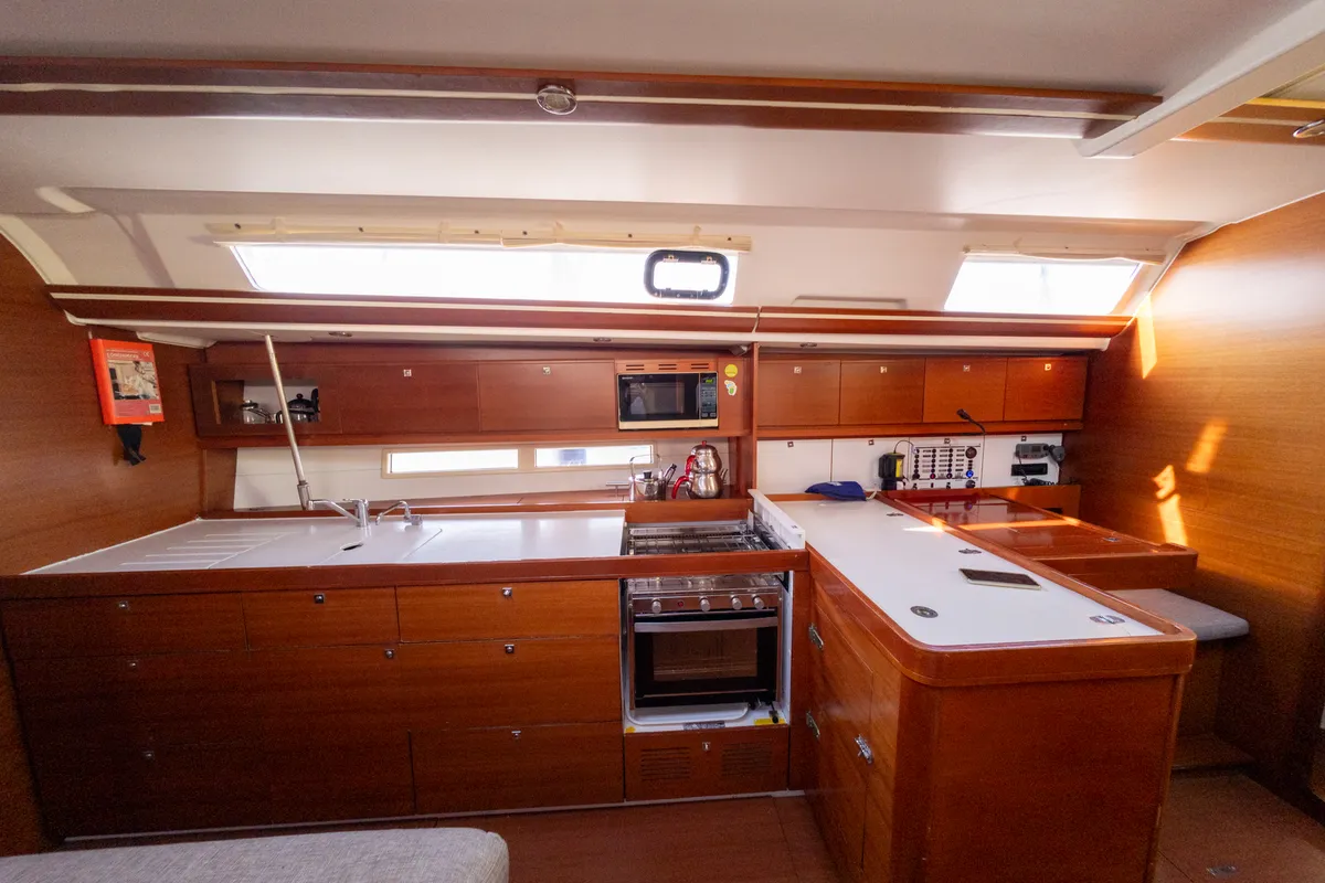 Galley of Grace, a Dufour 450 GL sailboat at Fethiye, Turkey
