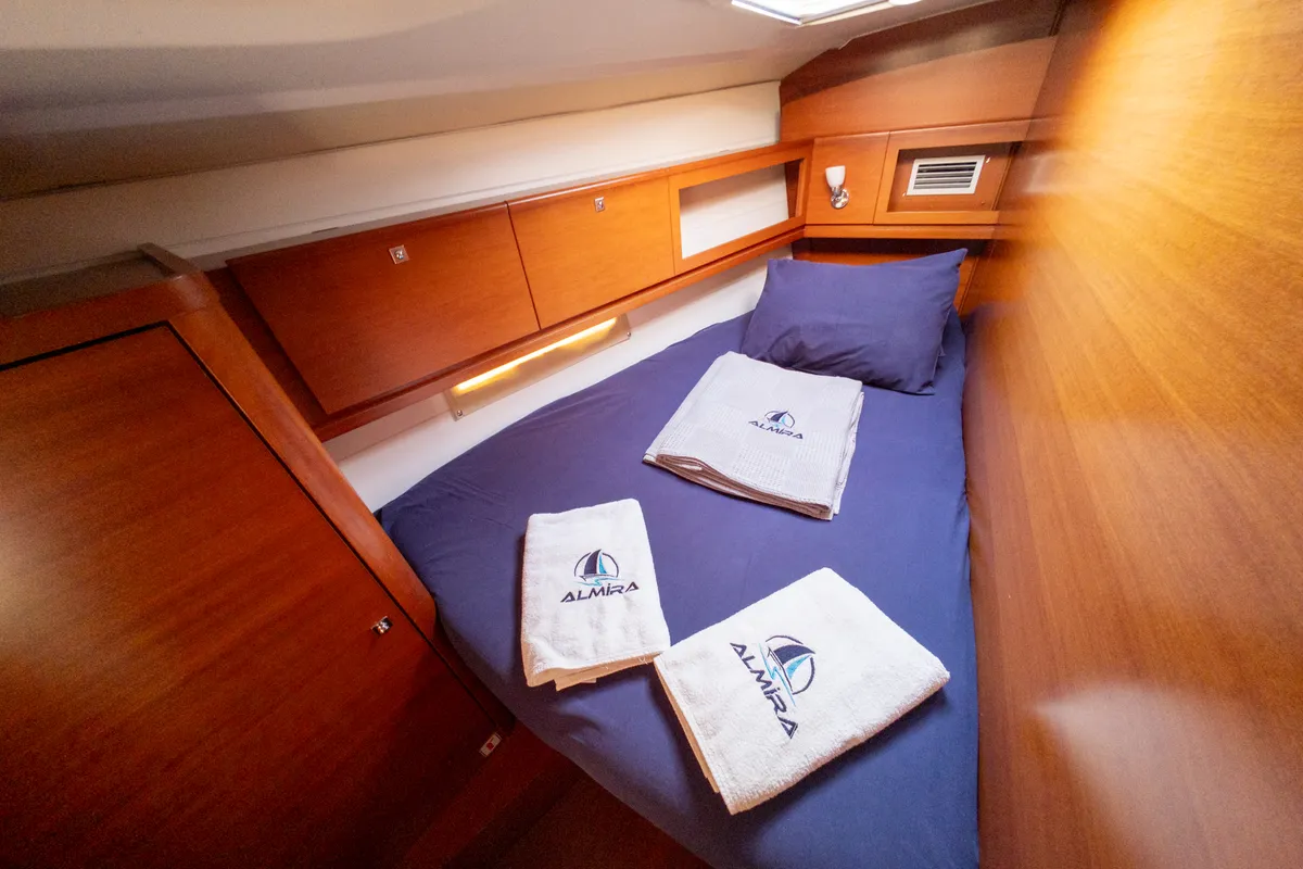 Cabin on Grace, a Dufour 450 GL sailboat at Fethiye, Turkey
