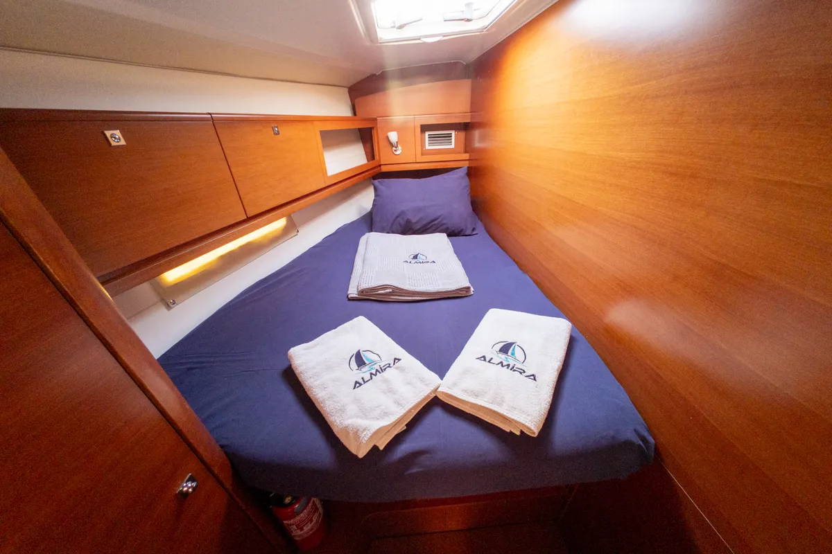 Cabin on Grace, a Dufour 450 GL sailboat at Fethiye, Turkey