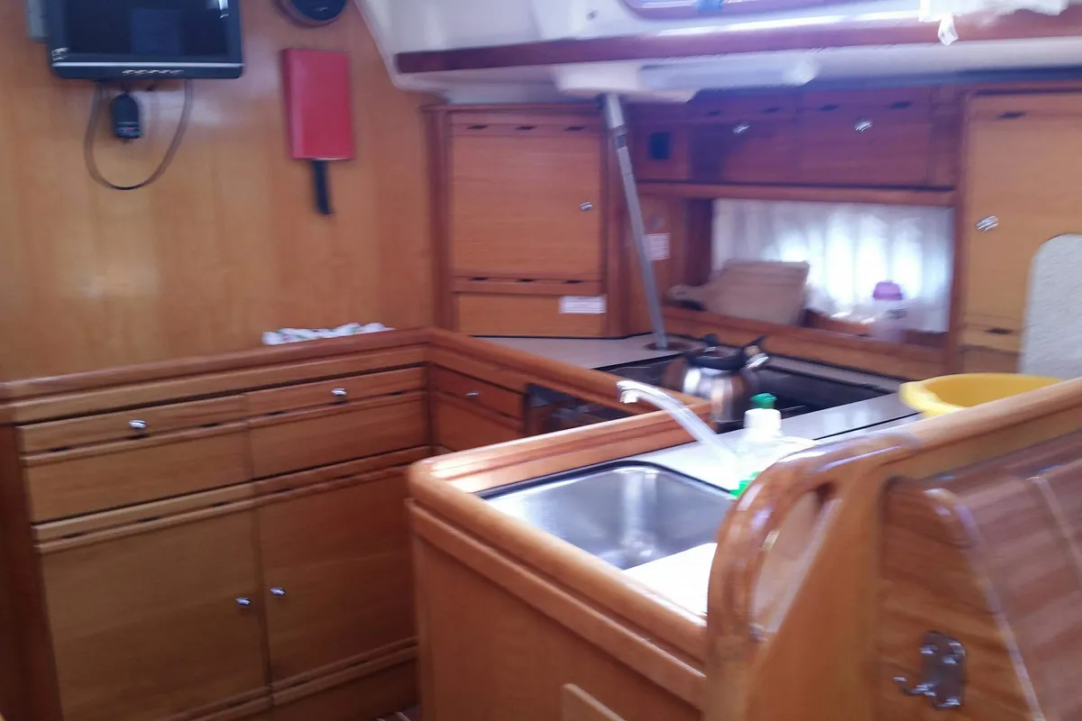 Galley of Lollipop, a Bavaria 50 sailboat at Municipal Unit of Lefkada, Greece