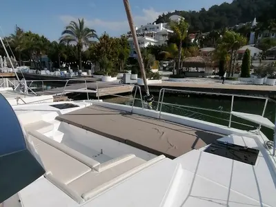 Deck of My Dreams, a Bali 4.1 catamaran at Fethiye, Turkey