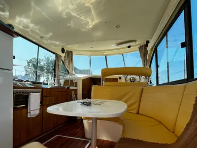 Salon of Tempo, a Nicols Estivale Duo motorboat at Sablé-sur-Sarthe, France