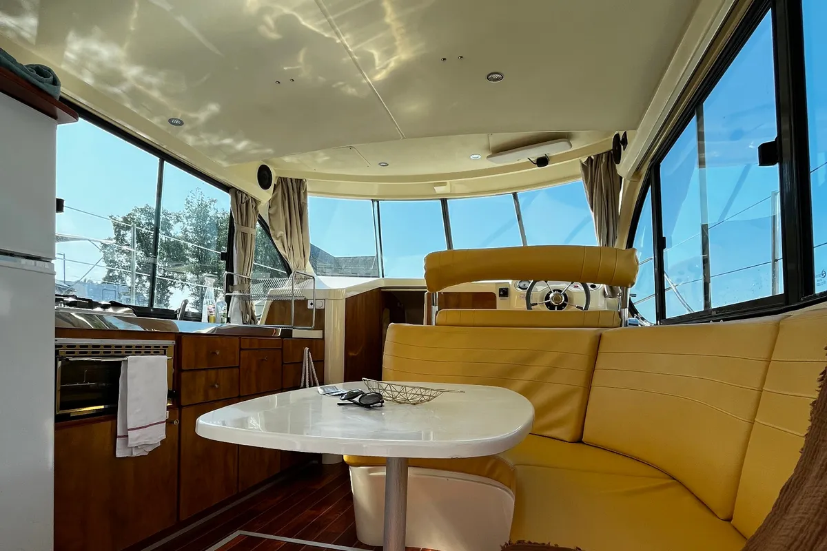 Salon of Tempo, a Nicols Estivale Duo motorboat at Sablé-sur-Sarthe, France