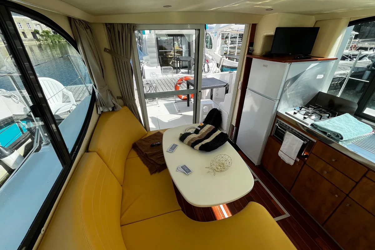 Salon of Tempo, a Nicols Estivale Duo motorboat at Sablé-sur-Sarthe, France