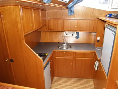 Galley of De Drait Renal 50, a motorboat at Drachten, Netherlands