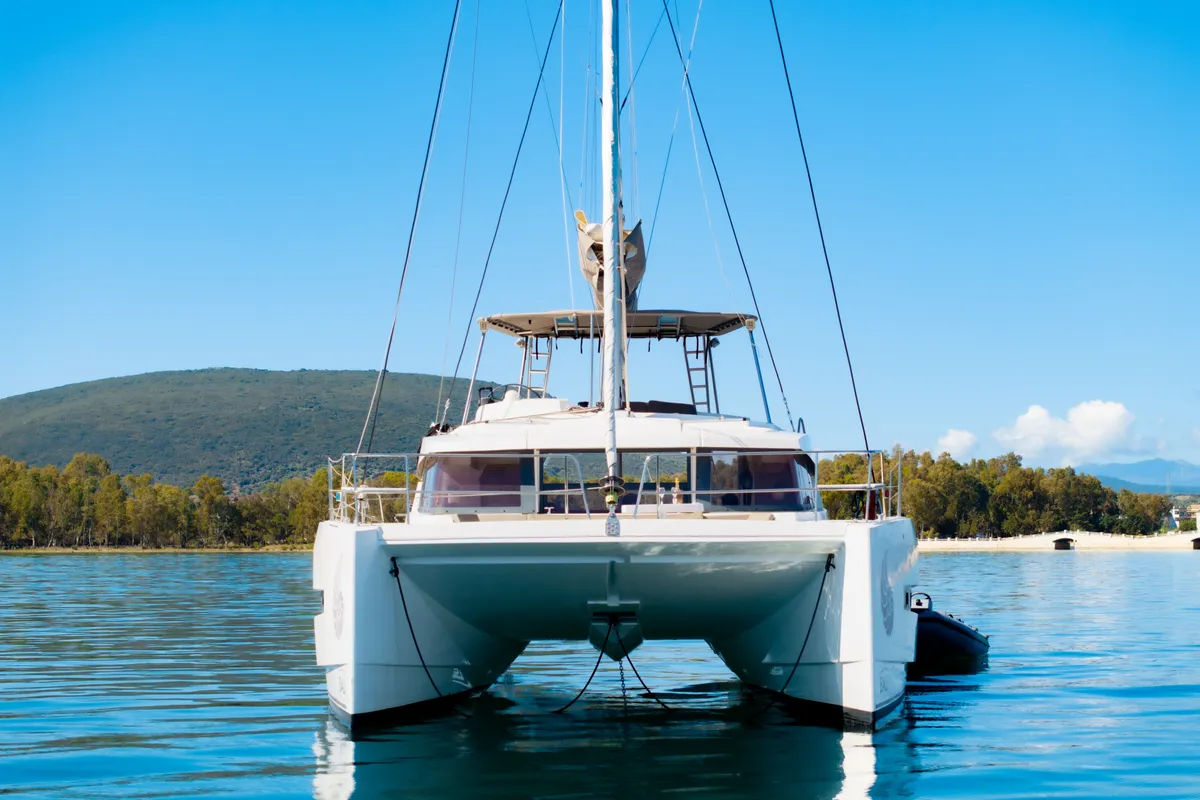 Exterior view of Sofia, a Bali 4.1 catamaran at Preveza, Greece