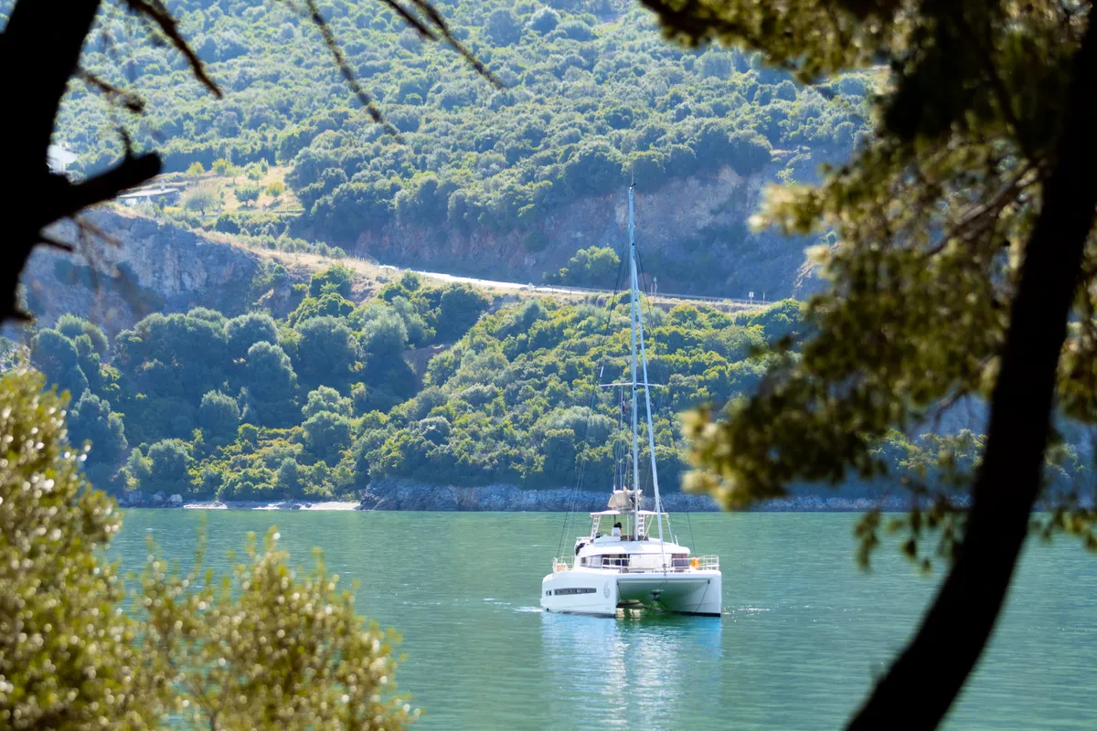 Exterior view of Sofia, a Bali 4.1 catamaran at Preveza, Greece