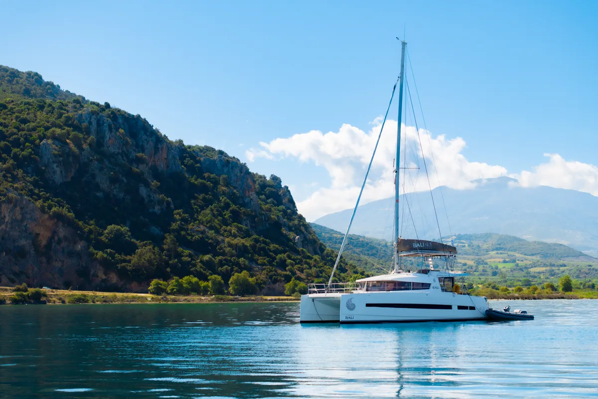 Exterior view of Sofia, a Bali 4.1 catamaran at Preveza, Greece