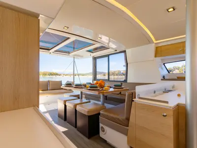 Salon of Sofia, a Bali 4.1 catamaran at Preveza, Greece