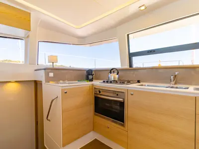 Galley of Sofia, a Bali 4.1 catamaran at Preveza, Greece