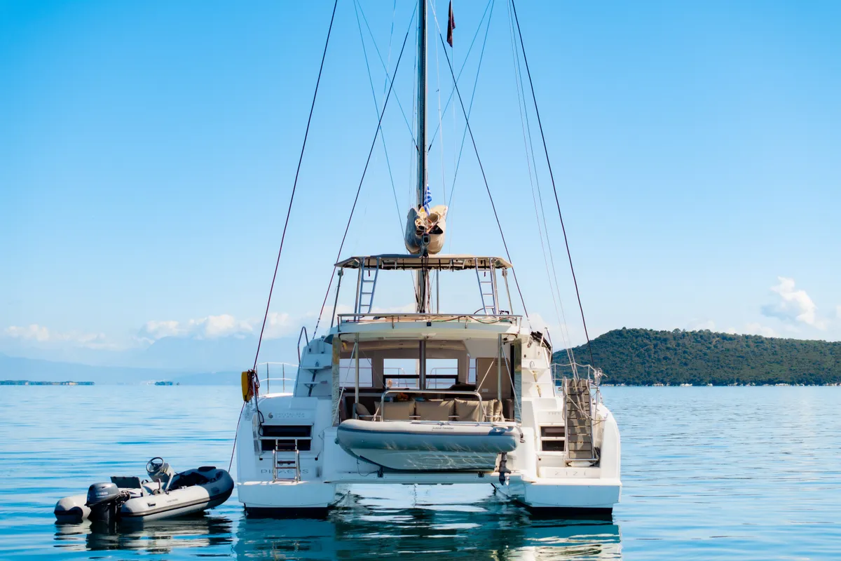 Exterior view of Sofia, a Bali 4.1 catamaran at Preveza, Greece