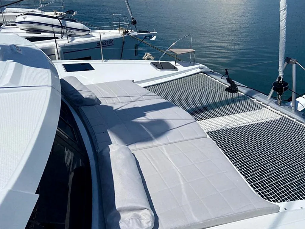 Deck of Ninoa, a Fountaine Pajot Isla 40 catamaran at Općina Rogoznica, Croatia