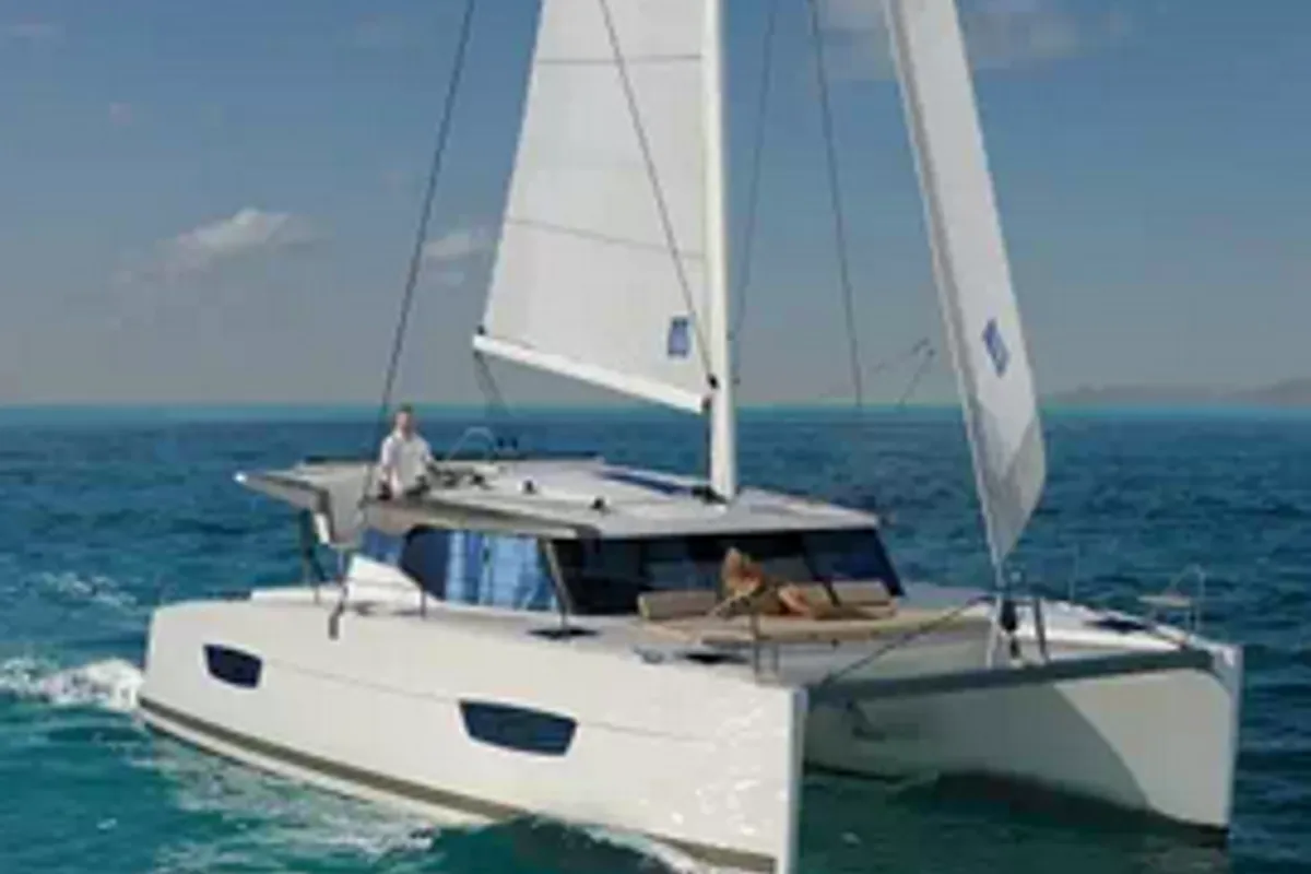 Deck of Ninoa, a Fountaine Pajot Isla 40 catamaran at Općina Rogoznica, Croatia