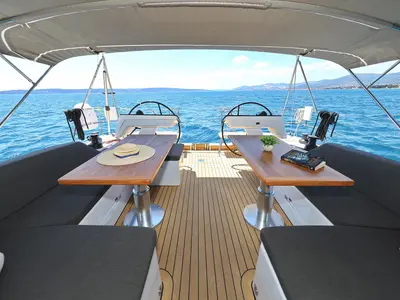 Cockpit of Stargirl - OW, a Hanse 460 sailboat at Kaštela, Croatia