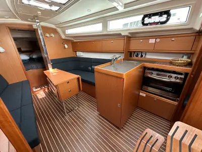 Galley of Eliza, a Bavaria Cruiser 34 sailboat at Athens, Greece