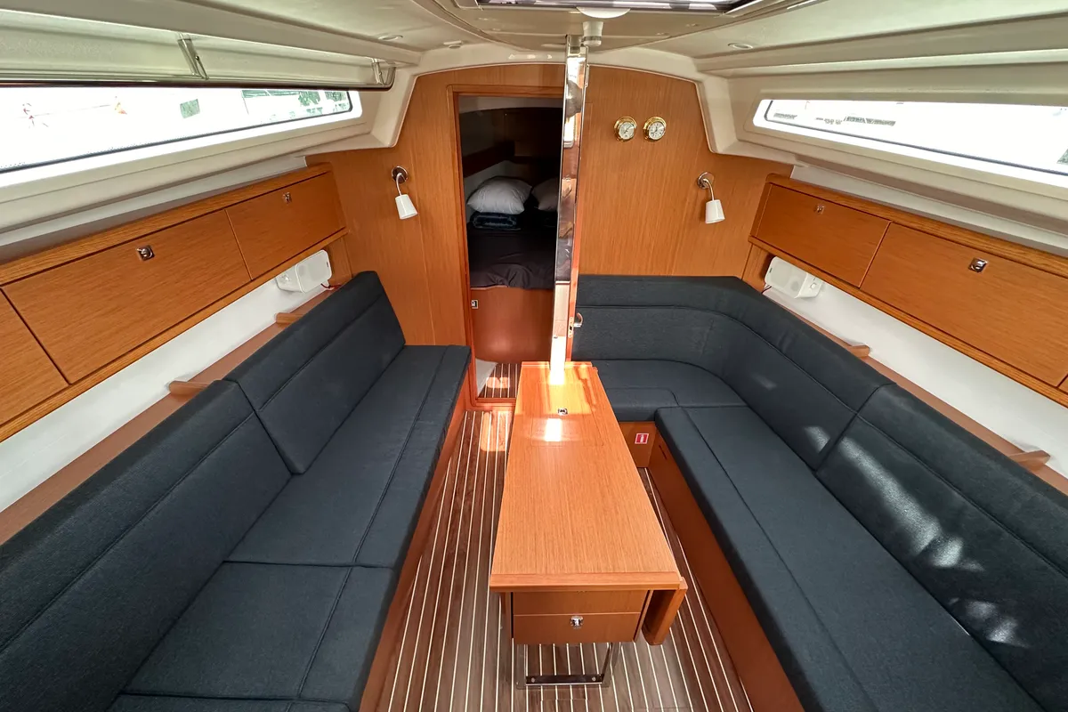 Salon of Eliza, a Bavaria Cruiser 34 sailboat at Athens, Greece