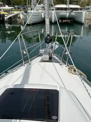 Deck of Eliza, a Bavaria Cruiser 34 sailboat at Athens, Greece