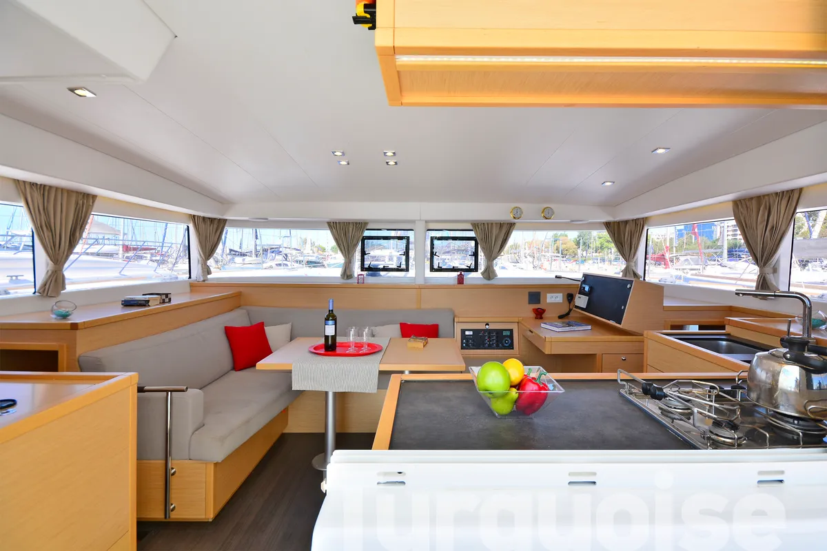 Galley of Turquoise, a Lagoon 400 S2 catamaran at Lavreotiki Municipal Unit, Greece