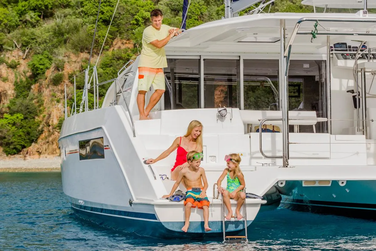 Exterior view of Moorings 4000/3 Club, a Leopard 40 catamaran at Općina Marina, Croatia