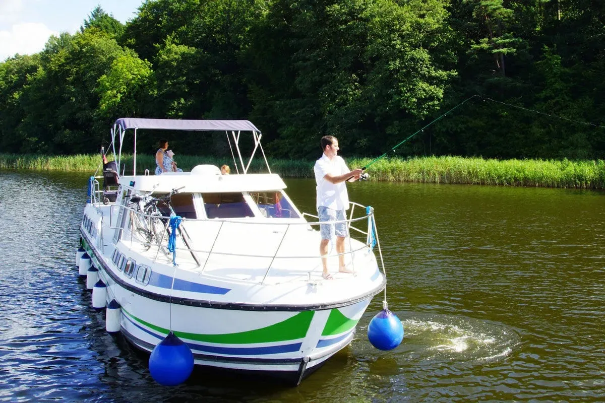 Exterior view of Athene, a Gulet Tarpon 42 N motorboat at Lübz, Germany