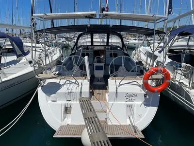 Cockpit of Sagitta, a Elan 444 Impression sailboat at Sukošan, Croatia