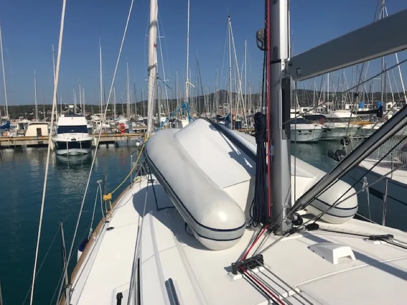 Exterior view of Zosma, a Beneteau Oceanis 38.1 sailboat at Rosignano Solvay, Italy