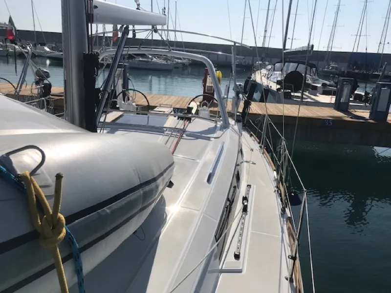 Exterior view of Zosma, a Beneteau Oceanis 38.1 sailboat at Rosignano Solvay, Italy