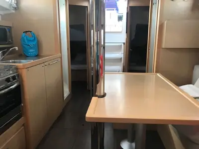 Galley of Zosma, a Beneteau Oceanis 38.1 sailboat at Rosignano Solvay, Italy