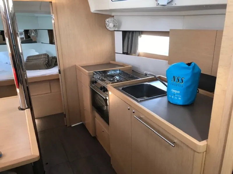 Galley of Zosma, a Beneteau Oceanis 38.1 sailboat at Rosignano Solvay, Italy